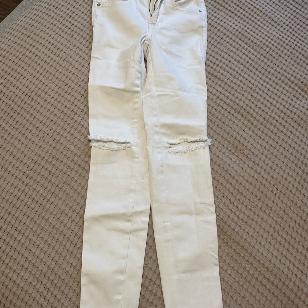 We The Free White Distressed Skinny Jeans